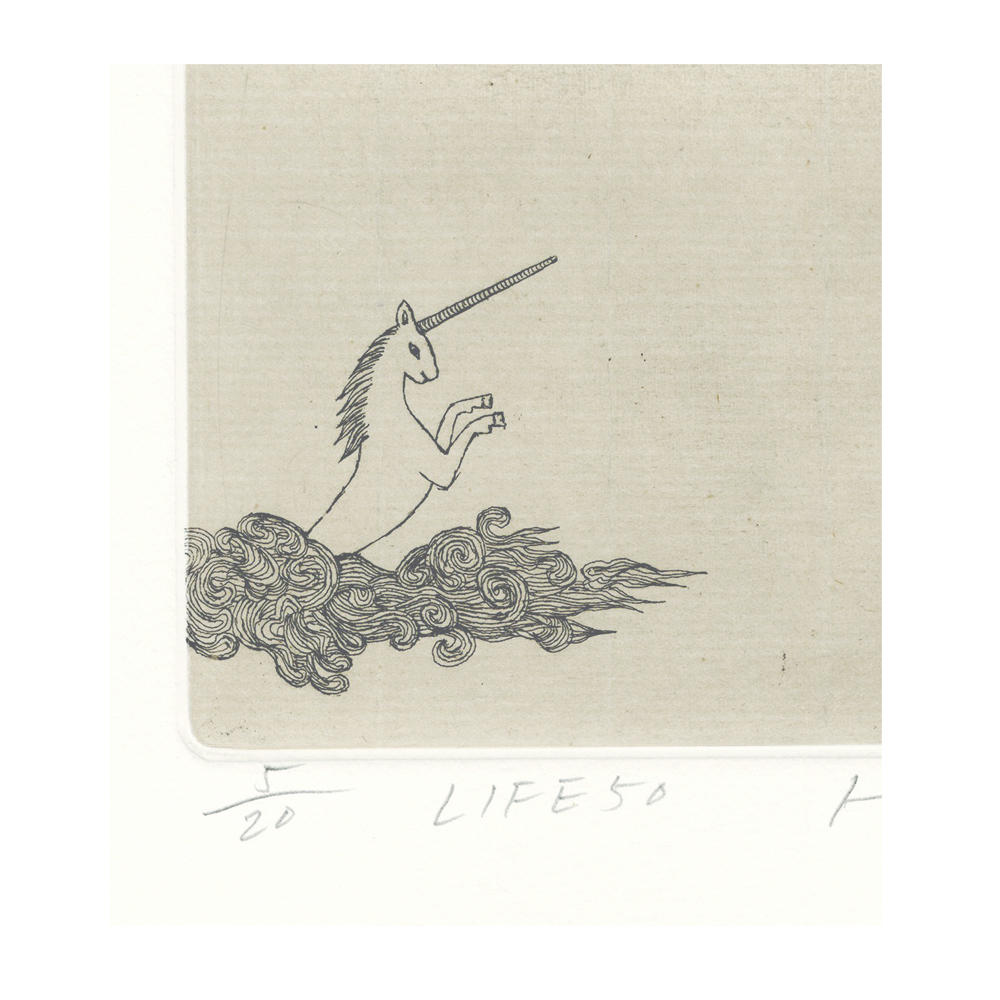 【サイン入り】永井一正 銅版画作品 「LIFE  50」