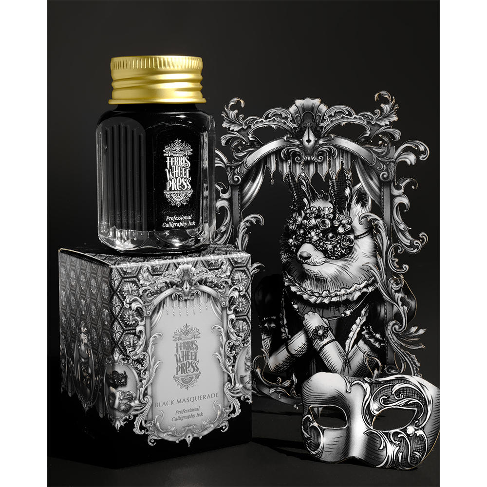 【28ml】Ferris Wheel Press Fanciful Events Collection（顔料インク） Black Masquerade ブラック マスカレード フェリス インク