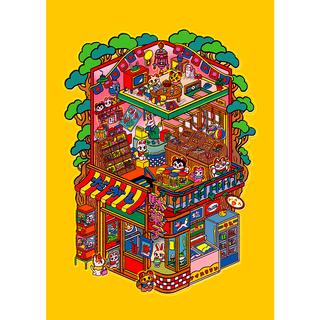 【サイン入り・作品(額あり)：中村杏子】複製原画「きらきら駄菓子店」※10月上旬以降発送予定