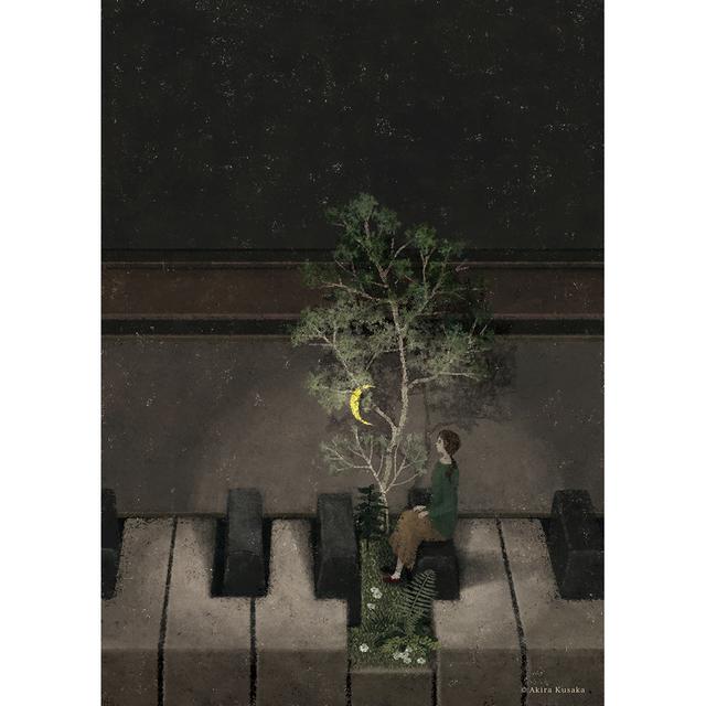 【日下明　受注作品：2025年1月上旬ご配送予定】Giclee Print『月灯りの小夜曲』木製パネル加工(小)