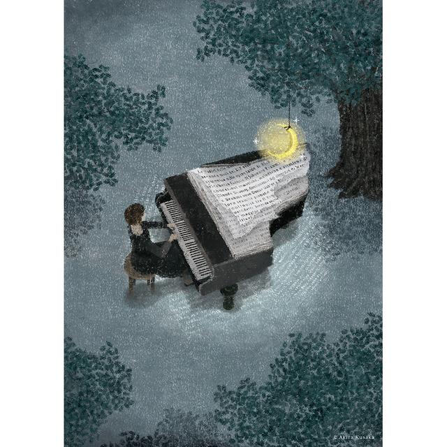 【日下明　受注作品：2025年1月上旬ご配送予定】Giclee Print『夜半の手紙』木製パネル加工(小)