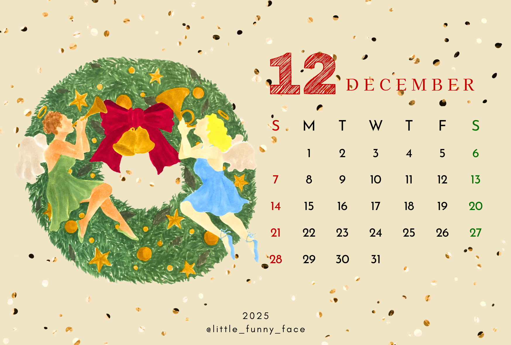 2025 卓上カレンダー【Christmas 2024】LITTLE FUNNY FACE HOLIDAY GIFT SHOP